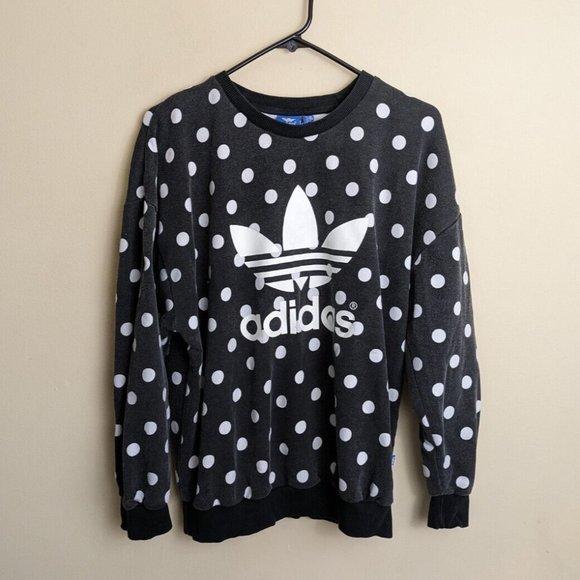 adidas Tops - Adidas black white polka dot trefoil novelty print sweatshirt MEDIUM